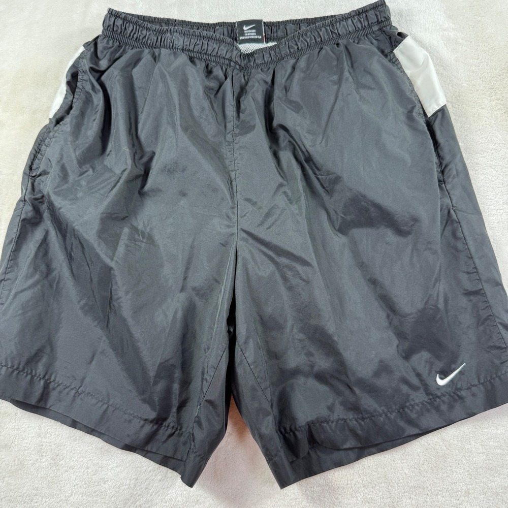 Nike Vintage Mens Black White Block Letter Logo Mesh Lined Athletic Shorts Med - Picture 2 of 7